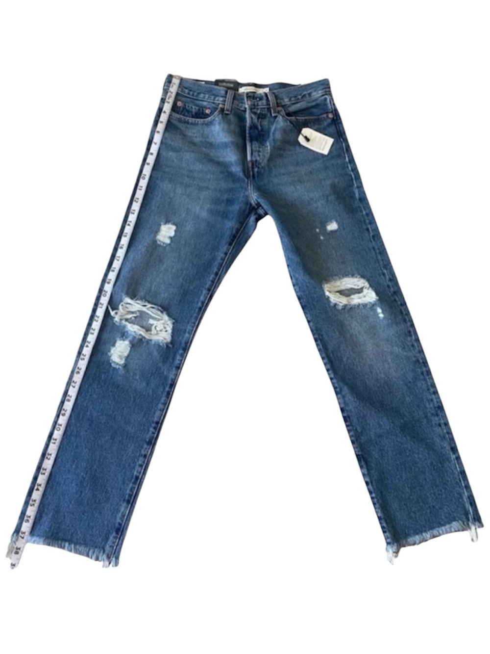 New LEVI’S High Rise Distressed Wedge Straight Leg Denim Jeans